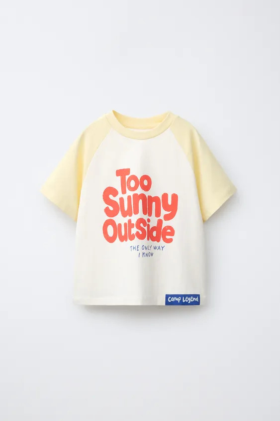 RAGLAN SHORT SLEEVE TEE WITH TEXT PRINT | Zara US