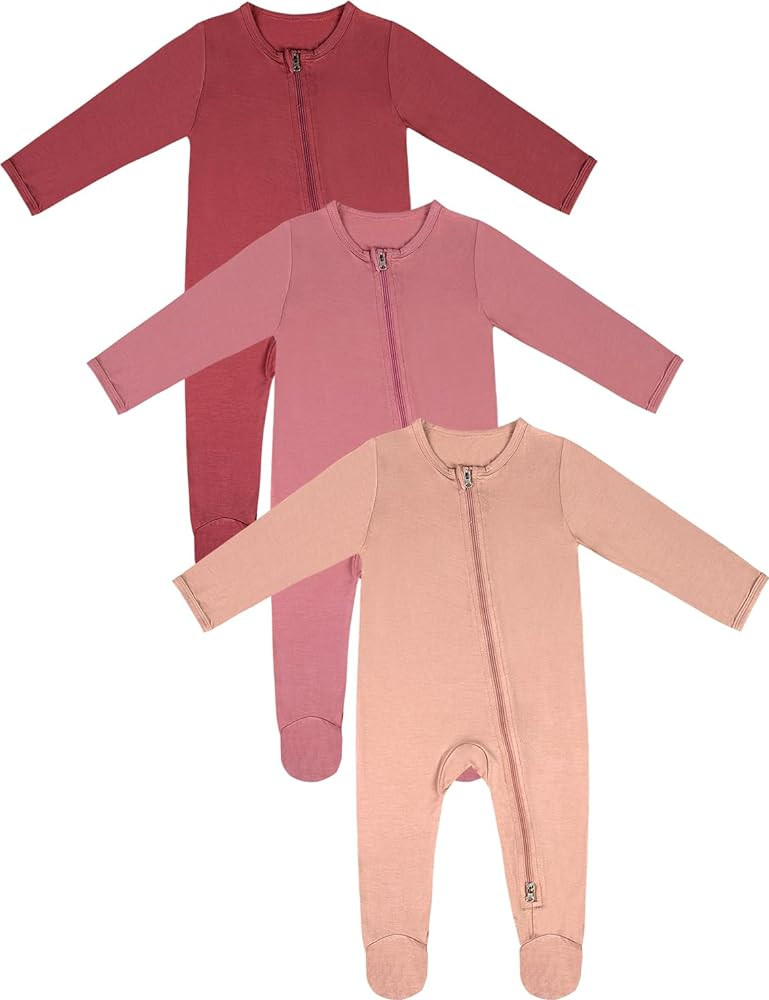 Jimonda Baby Romper Boys Girls Bamboo Pajamas 2-Way Zipper Footed Unisex Zip-Up Sleepers Sleep an... | Amazon (US)