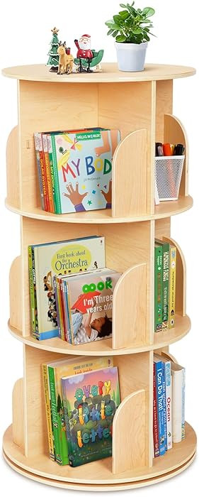 OOOK Kids Rotating Bookshelf, Small Corner Bookshelf for Small Space, 360° Display 3 Tier Floor ... | Amazon (US)