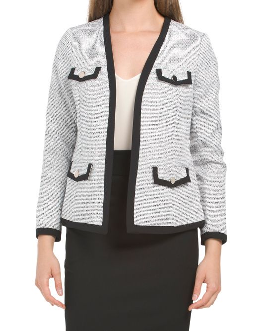 Petitie Tweed Combo Framed Jacket | TJ Maxx