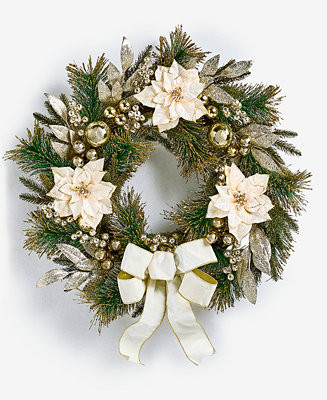 Holiday Lane Opulence Floral And Bow Wreath, Macy's Exclusive  - Macy's | Macy's