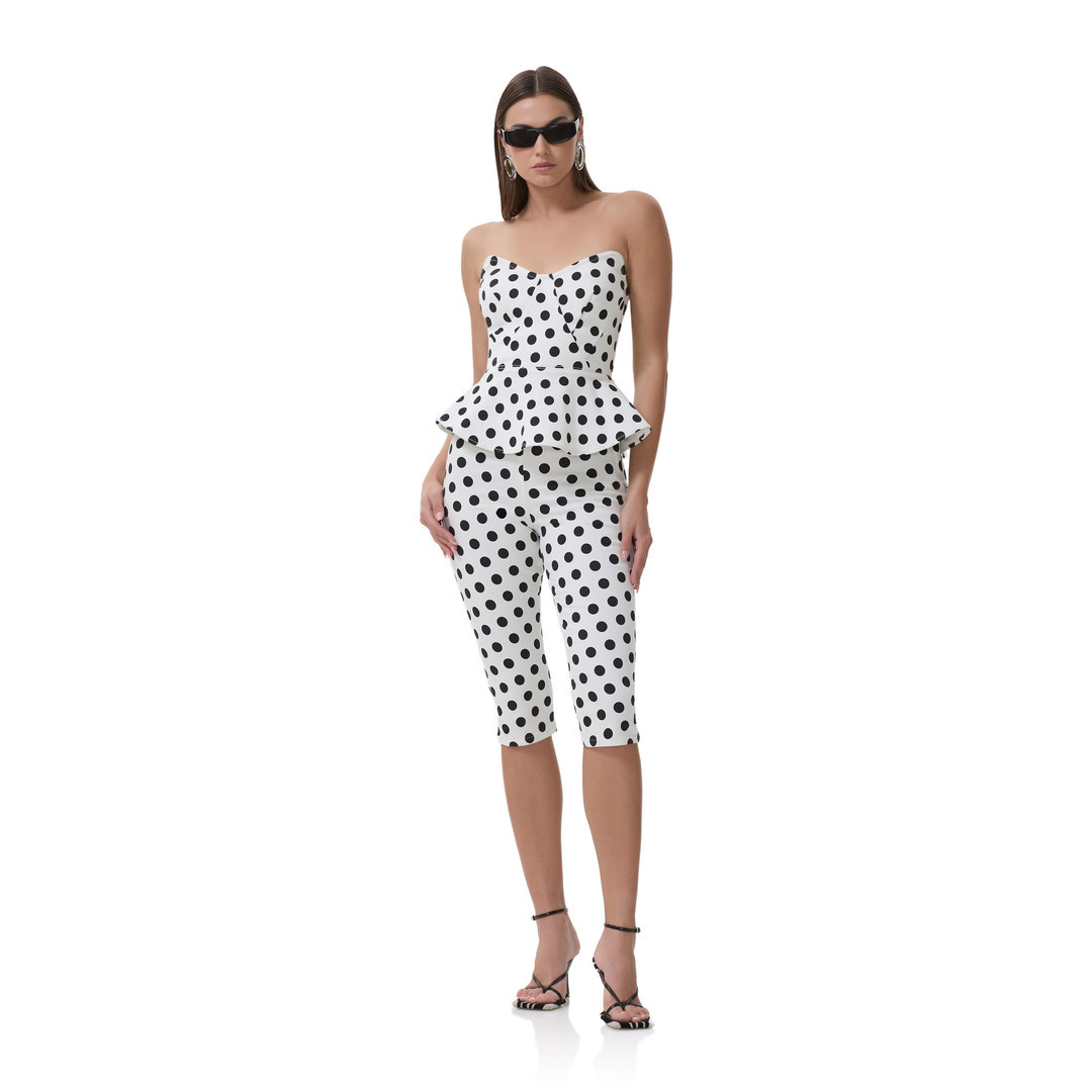 Ronnie Capri Pant - White Coin Dot | ShopAFRM