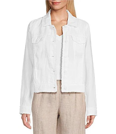 Tommy Bahama Breezy Palm Embroidered Linen Notch Collar Long Sleeve Jacket - L | Dillard's