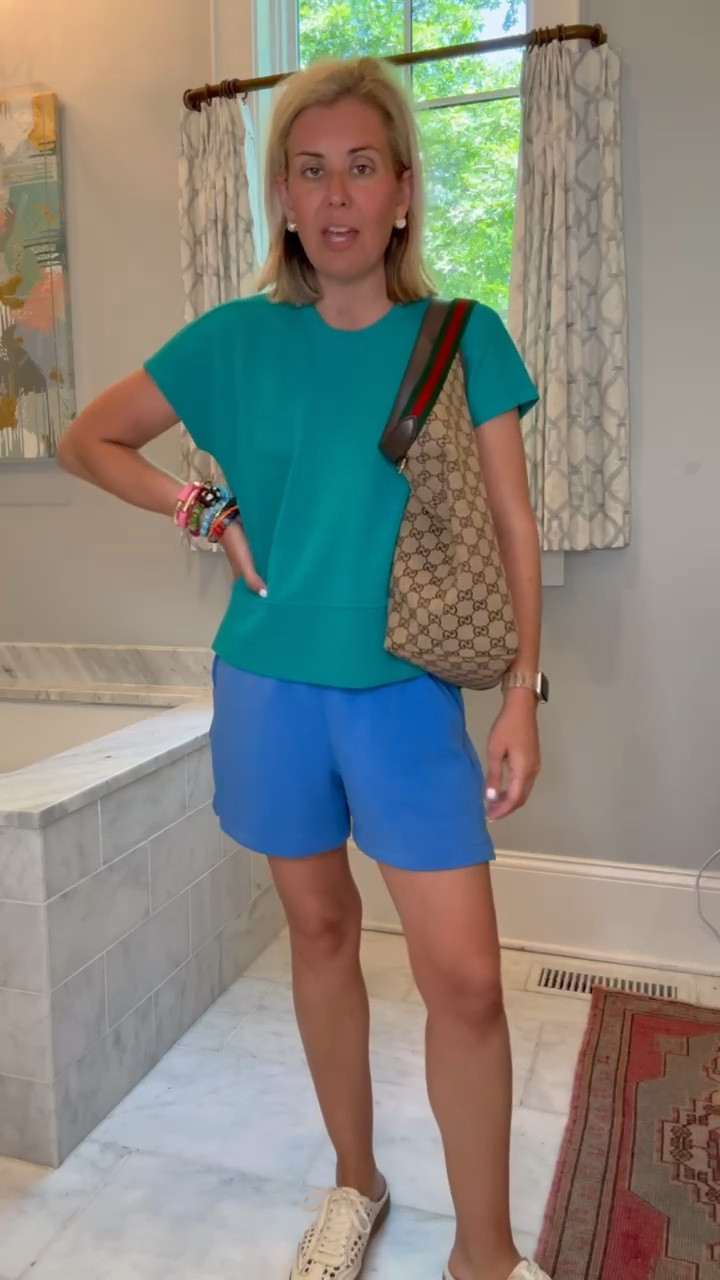 @Spanx color blocking outfit! This look is cute for athleisure and lounging but can be styled for a day out in the town! I have the top and shorts in other colors too! 
Tees - xs
Shorts 5" - small

#LTKootd