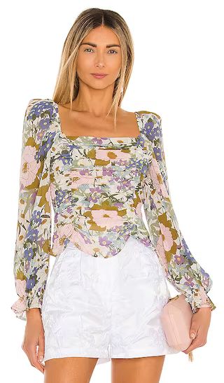 Tonina Top in Off White Retro Floral | Revolve Clothing (Global)