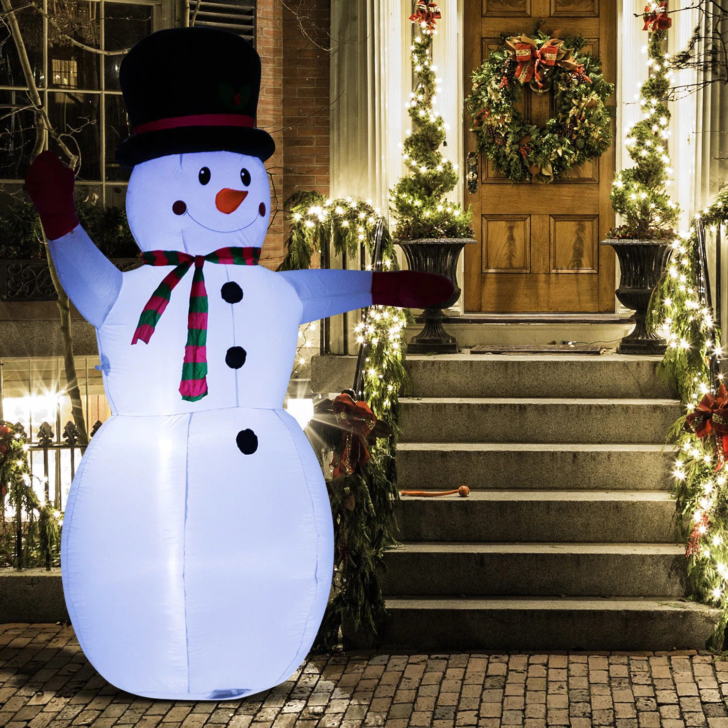 Waving Snowman LED Lighted Outdoor Air Blown Inflatable Christmas | Wayfair North America
