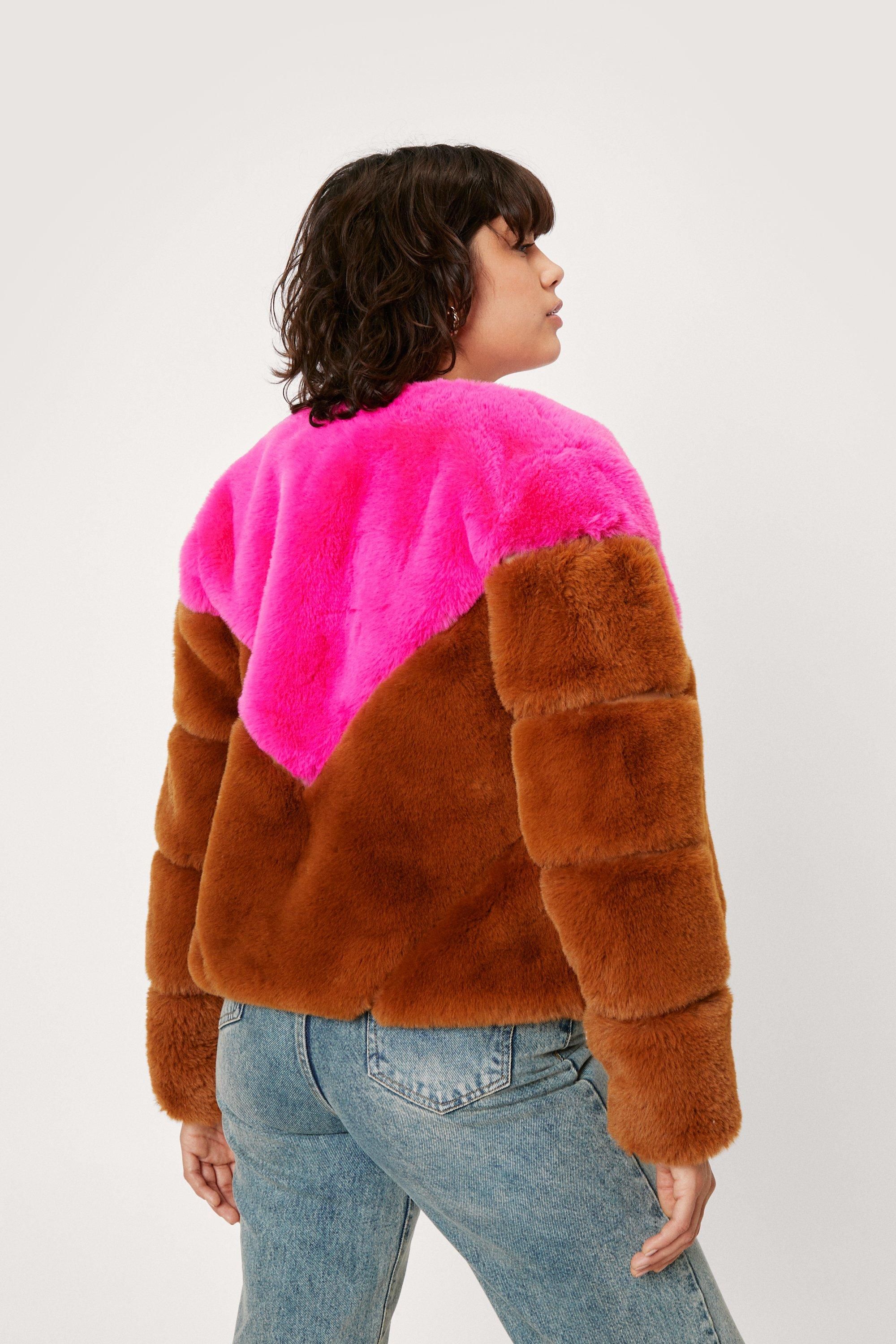 Colourblock Faux Fur Jacket | Nasty Gal (US)