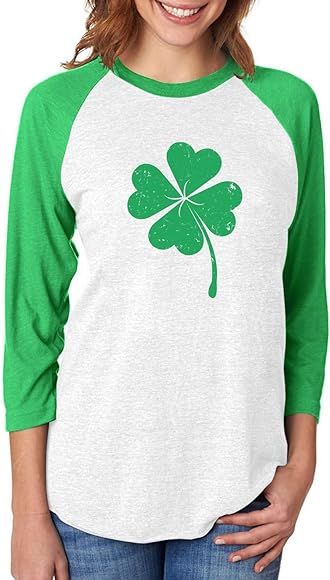 Clover St Patrick's Day Irish Shamrock 3/4 Women Sleeve Baseball Jersey Shirt | Amazon (US)