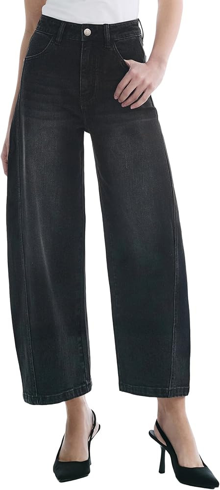 Barrel Jeans for Women Cropped Baggy High Waisted Jeans Strechy Y2K Casual Comfort Ankle Denim Pa... | Amazon (US)