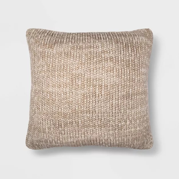 Oversize Marled Knit Square Throw Pillow Neutral/Cream - Threshold™ | Target