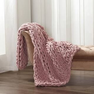 DONNA SHARP Blush Chunky Chenille Throw-70075 - The Home Depot | The Home Depot