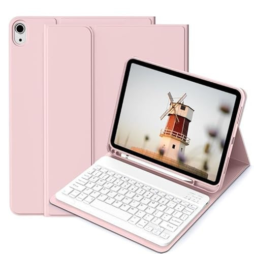 BQDIYOO Case for iPad 10th Generation with Keyboard, 10.9 inch iPad 10 case 2022 with Pencil Holder, Wireless Keyboard Case Slim Lightweight Soft Case Auto Wake Sleep, Pink | Amazon (US)