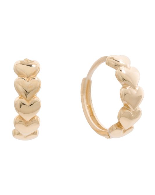 14kt Gold Puffy Heart Huggie Earrings | TJ Maxx
