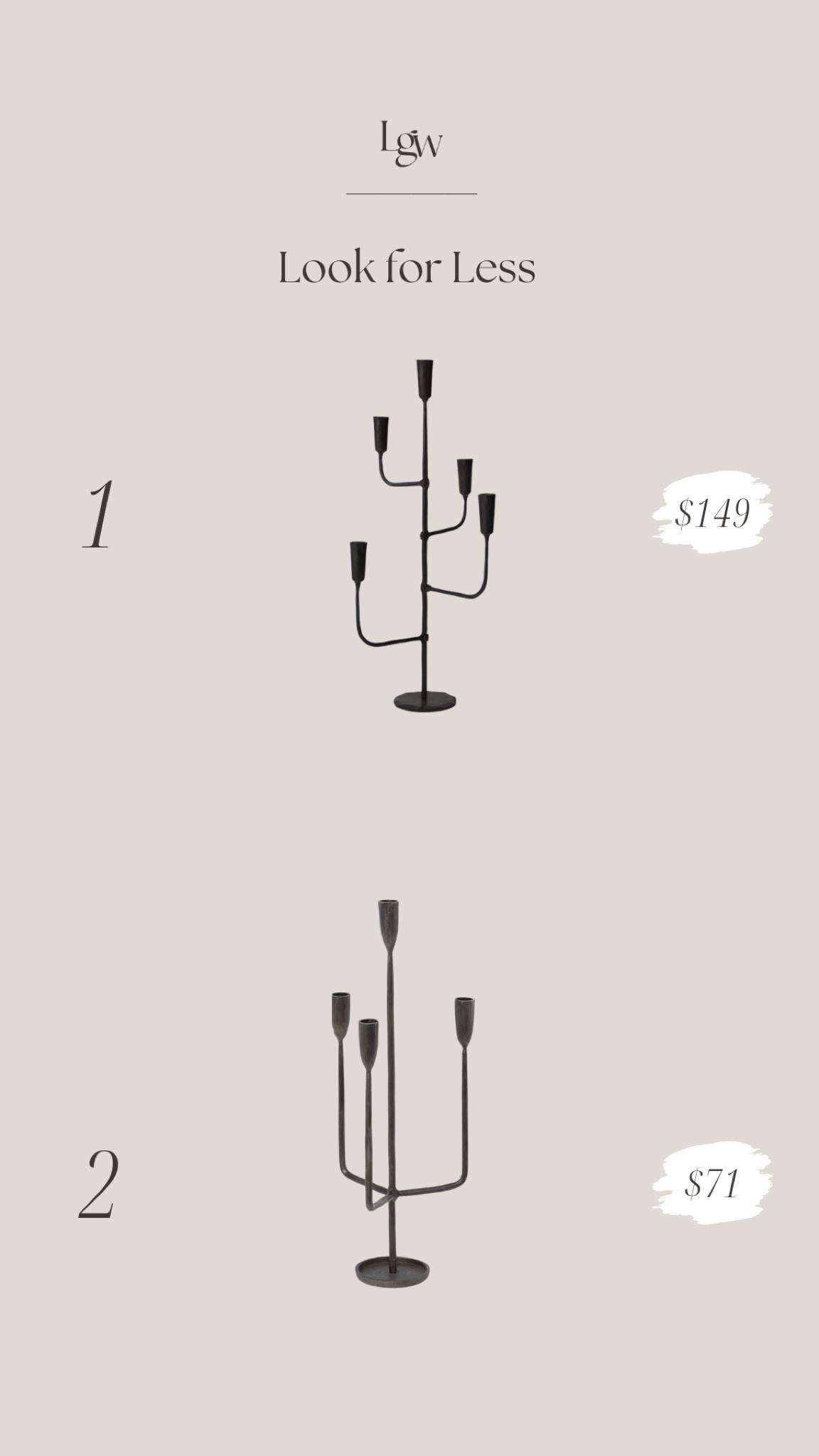 Look for Less — black metal tabletop candelabra 

#LTKHome #LTKFindsUnder100 #LTKStyleTip
