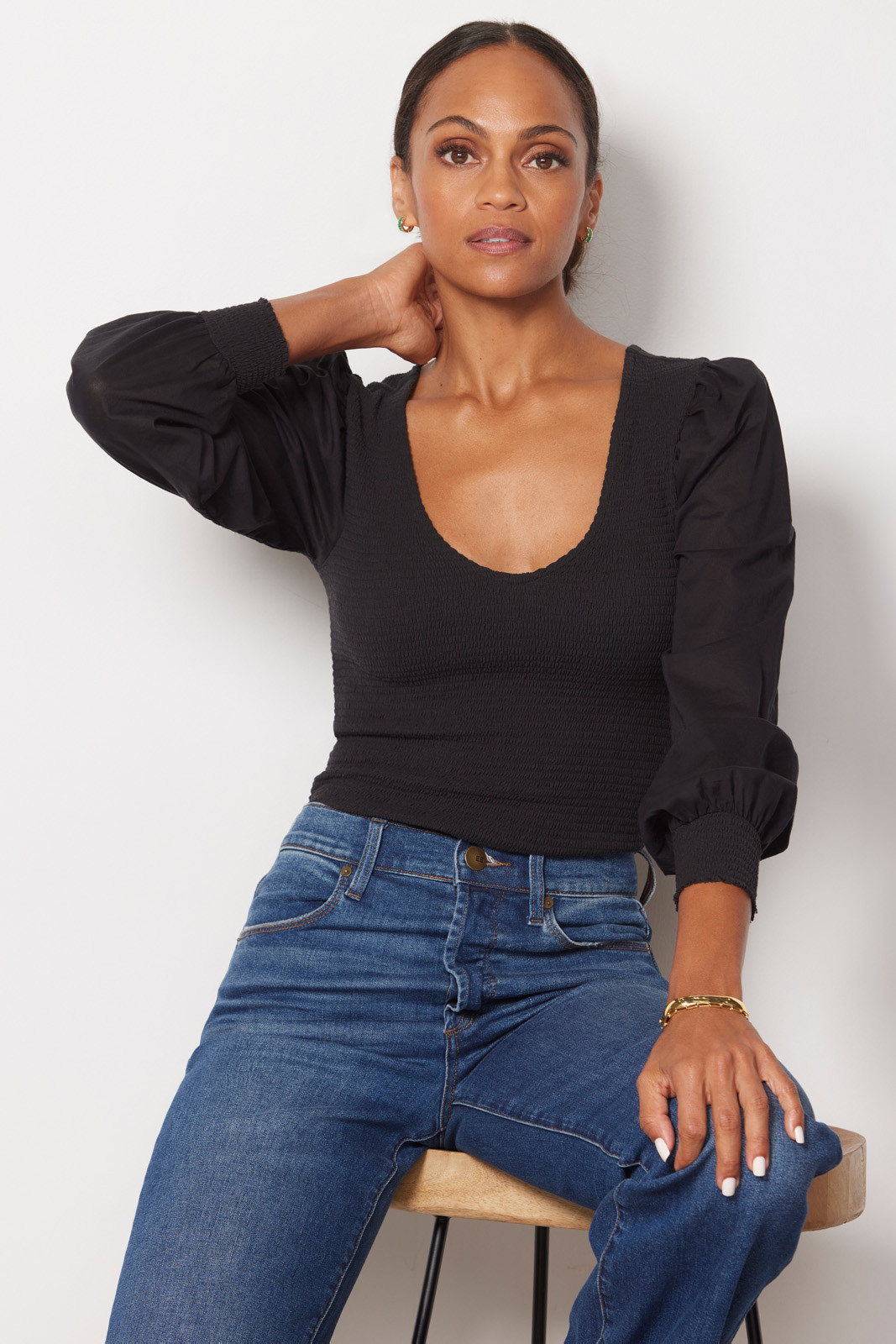 NATION LTD Della Smocked Combo Tee | EVEREVE | Evereve