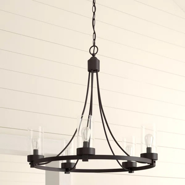 Devoe 5 - Light Shaded Wagon Wheel Chandelier | Wayfair North America