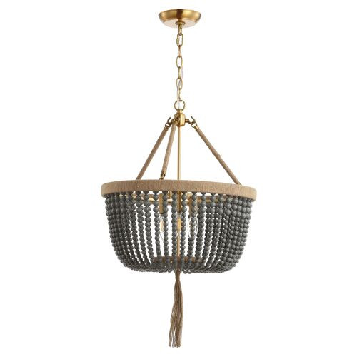 Mila Beaded Pendant, Gold/Dark Gray | One Kings Lane