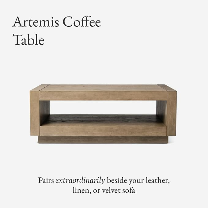 Maven Lane Artemis Coffee Table with Storage, Grey Solid Wood, 18" | 18 Inch Rectangular Coffee T... | Amazon (US)