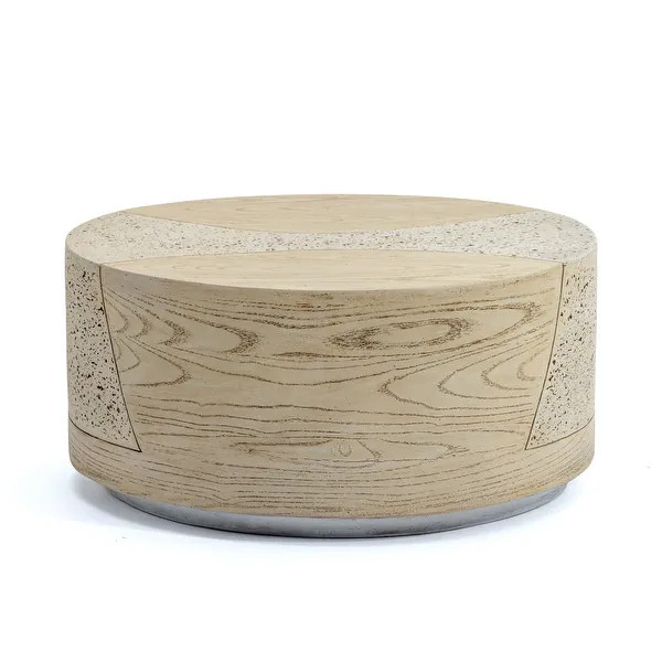 28" Round MGO Coffee Table with a Natural Stone & Wood-Look Finish - Bed Bath & Beyond - 44013755 | Bed Bath & Beyond