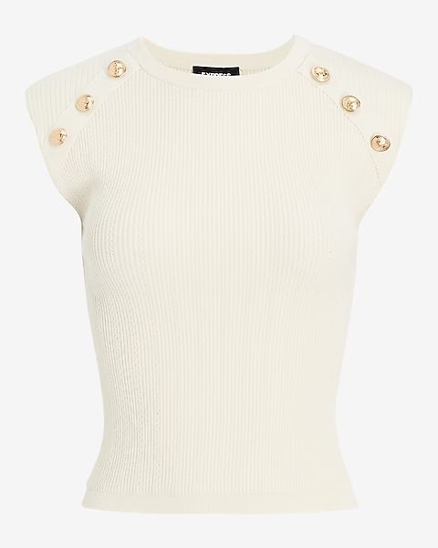Novelty Button Sleeveless Sweater | Express