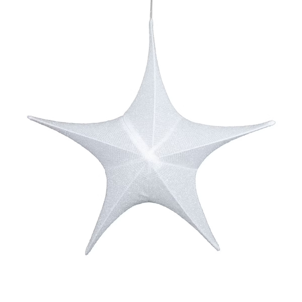 Novelty Lights Hanging Ornament, 44" Fold\u2011Flat White Glitter Mesh 3D Folding Star, Lightweig... | Target