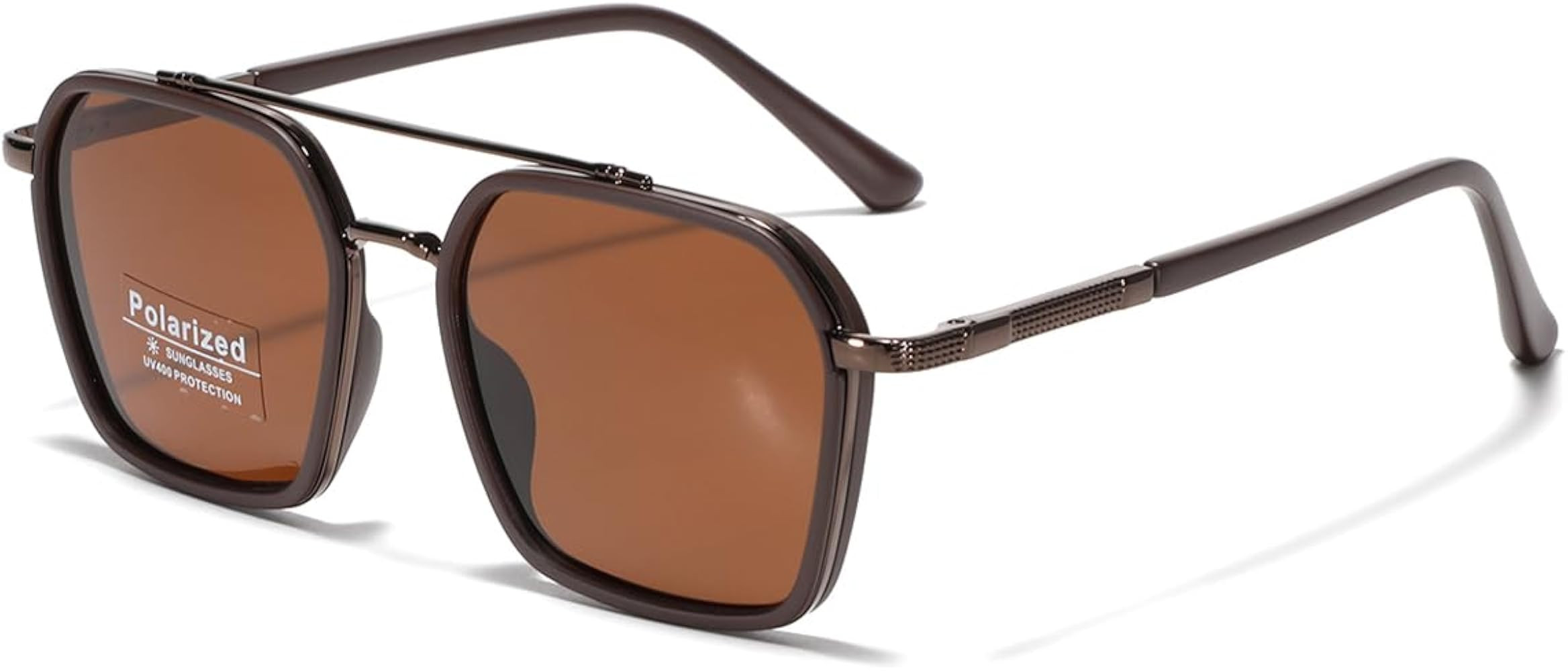 Metal Square Frame Sunglasses Big Tr90 Double Bridge Polarized Sun Glasses TAC Lens Unisex Glasse... | Amazon (US)