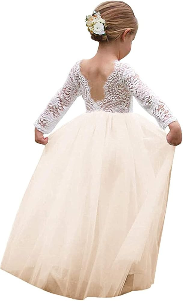 Topmaker Flower Girl Dress for Toddler Baby Girls,Lace Tulle Dress for Wedding,Birthday Party,Pho... | Amazon (US)