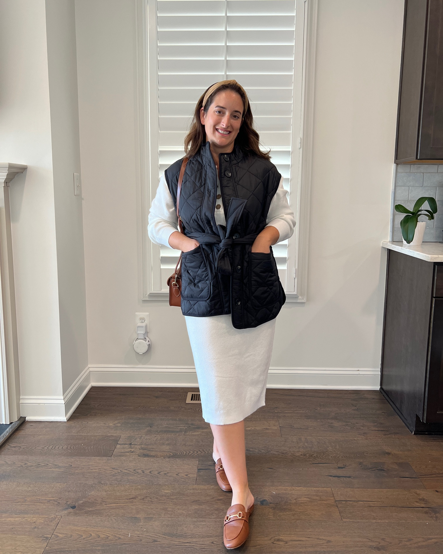Sweater dress, slip on mules, fall vest, quilted vest, fall outfit, affordable style, family photos, fall style 

#LTKMidsize #LTKFindsUnder50 #LTKStyleTip