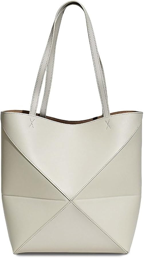 Genuine Leather Tote Bag for Women，Foldable Geometric Work Handbag，Puzzle Large Capacity Bags for Commuting | Amazon (US)