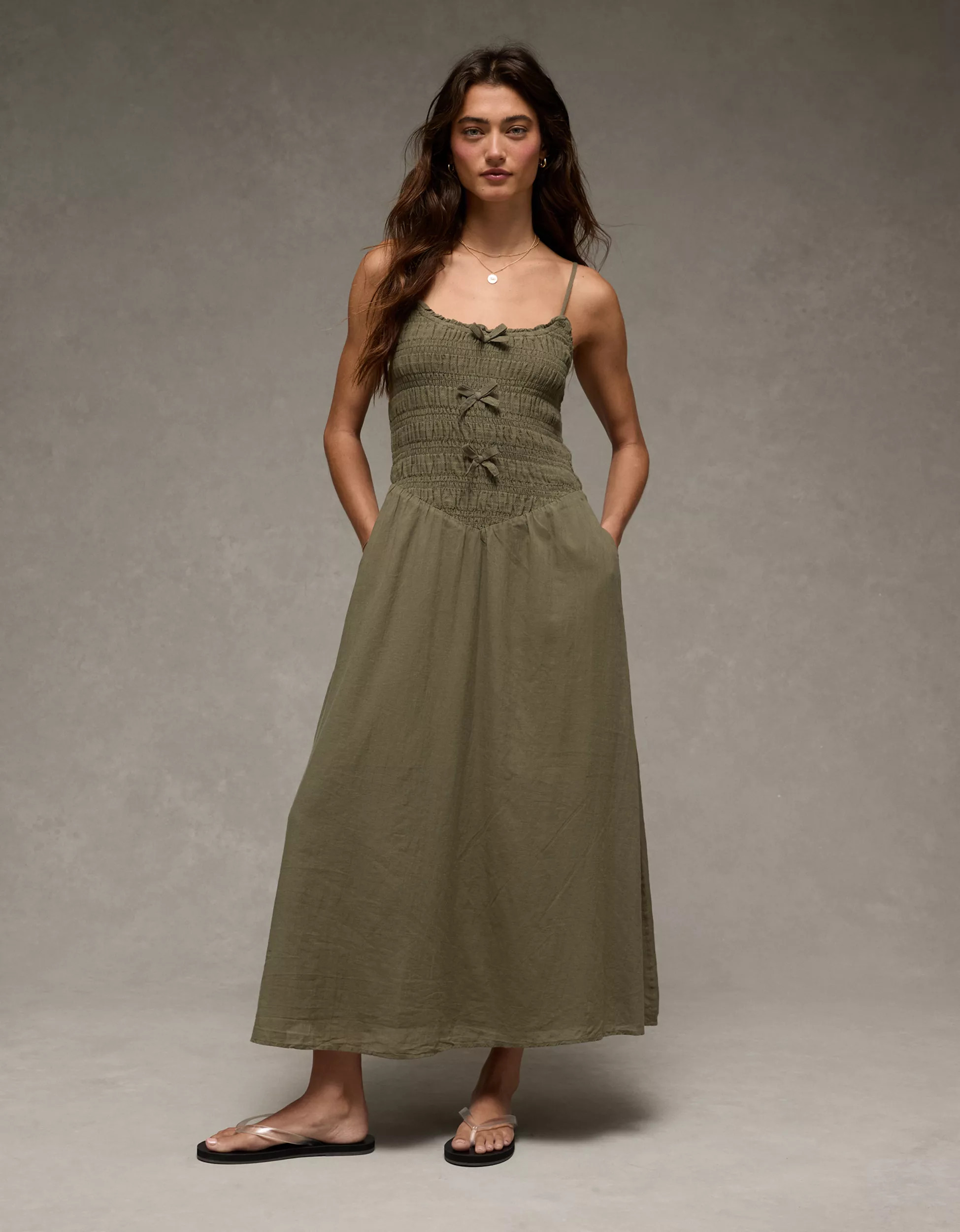 AE Bella Bow Midi Dress | American Eagle Outfitters (US & CA)