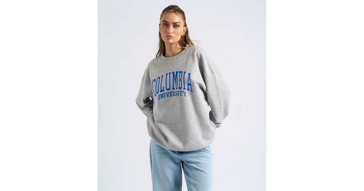Urban Bliss Grey Columbia Logo Oversized Sweatshirt | New Look | New Look (UK)