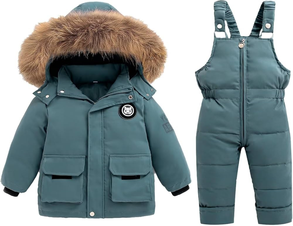 BYFRI Toddler Snow Suits Boys Girls Hooded Down Jacket & Ski Bib Pants Set Baby Snowsuit Coat Inf... | Amazon (US)