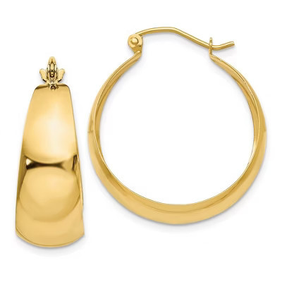 Black Bow Jewelry 14k Yellow Gold Wide Tapered Round Hoop Earrings, 27mm (1 1/16 Inch) | Target