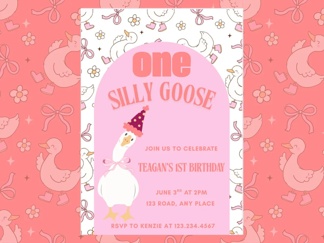 One Silly Goose First Birthday Invitation • Digital Download - Etsy | Etsy (US)