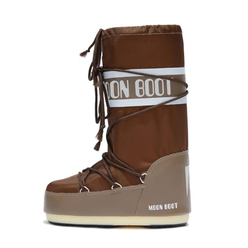 Moon Boot Icon Nylon Insulated Slip On Unisex Snow Boots, M7-8.5, W8-9.5 Shitake | Amazon (US)