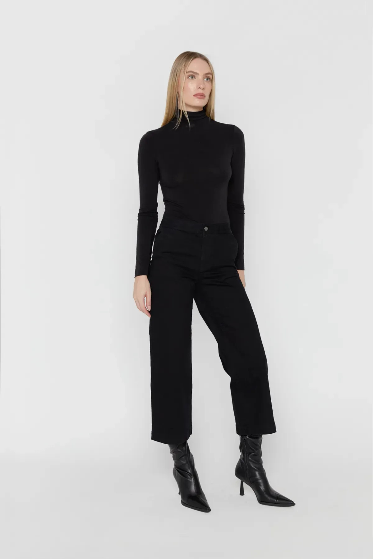 CROPPED TWILL WIDE LEG PANT | OAK + FORT