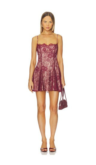 MAJORELLE Tracy Mini Dress in Burgundy. - size XS | Revolve Clothing (Global)