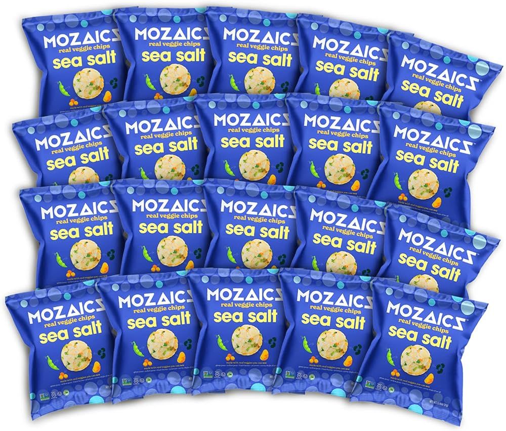 Mozaics SEA SALT snack bags- Popped Veggie Chips (20-pack) | Healthy Pea Protein Crisps | Gluten ... | Amazon (US)