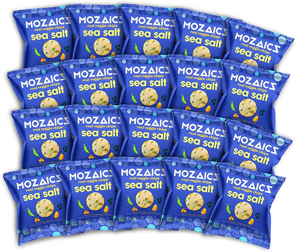 Mozaics SEA SALT snack bags- Popped Veggie Chips (20-pack) | Healthy Pea Protein Crisps | Gluten ... | Amazon (US)