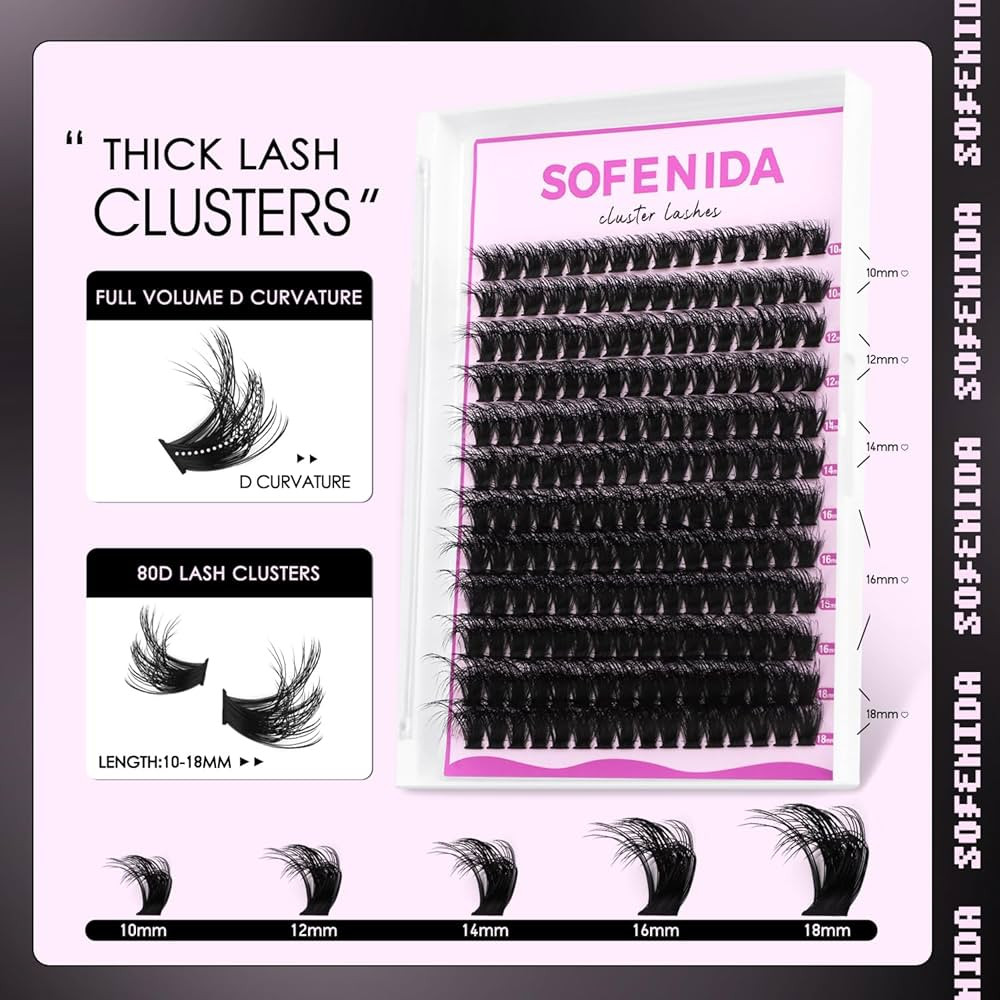 Amazon.com: SOFENIDA Lash Clusters Kit 80D Lash Clusters Kit 10-18mm Volume Eyelash Clusters D Cu... | Amazon (US)