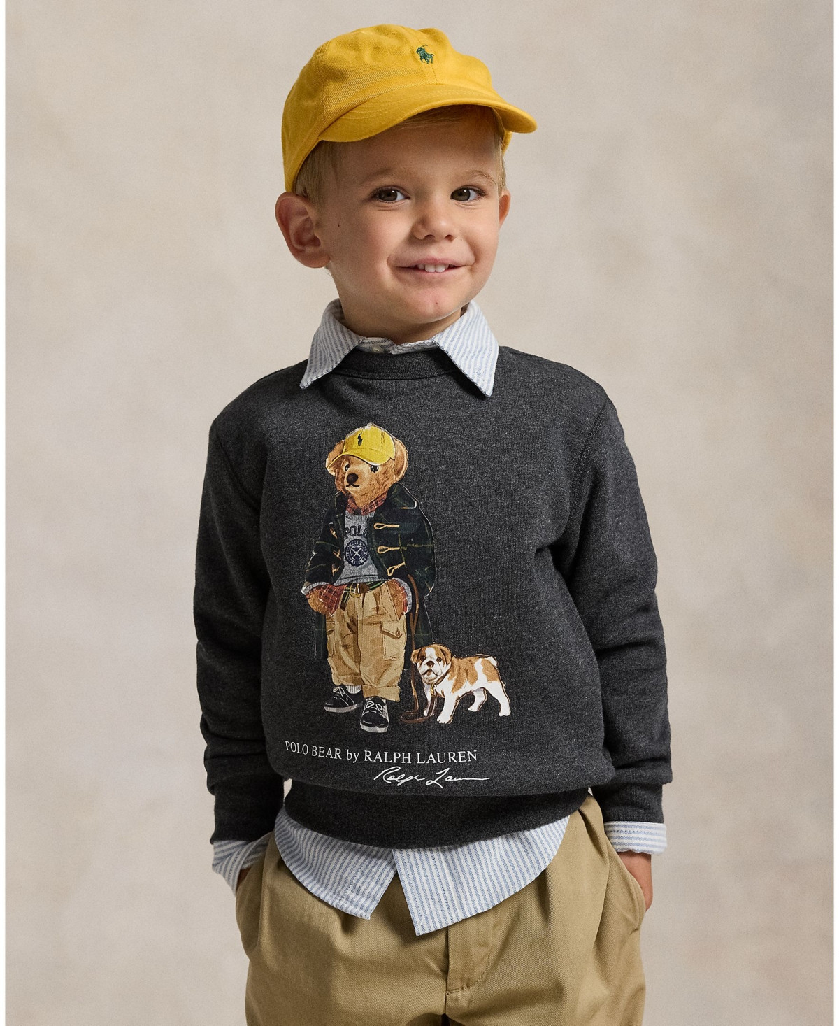 Polo Ralph Lauren Toddler and Little Boys Polo Bear Heathered Fleece Sweatshirt - Gray | Macy's
