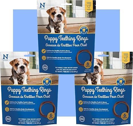 N-Bone Puppy Teething Rings Chicken Flavor Dog Treat, 18 Rings Total, 21.6-oz - Natural Puppy Che... | Amazon (US)
