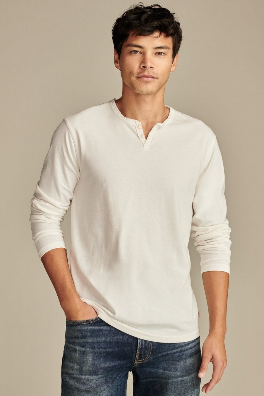 VENICE BURNOUT LONG SLEEVE NOTCH NECK SHIRT | Lucky Brand