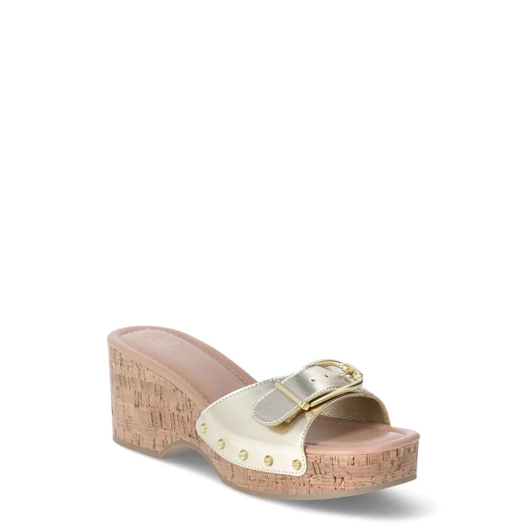 Time and Tru Women's Buckle Cork Platform Sandals | Walmart (US)