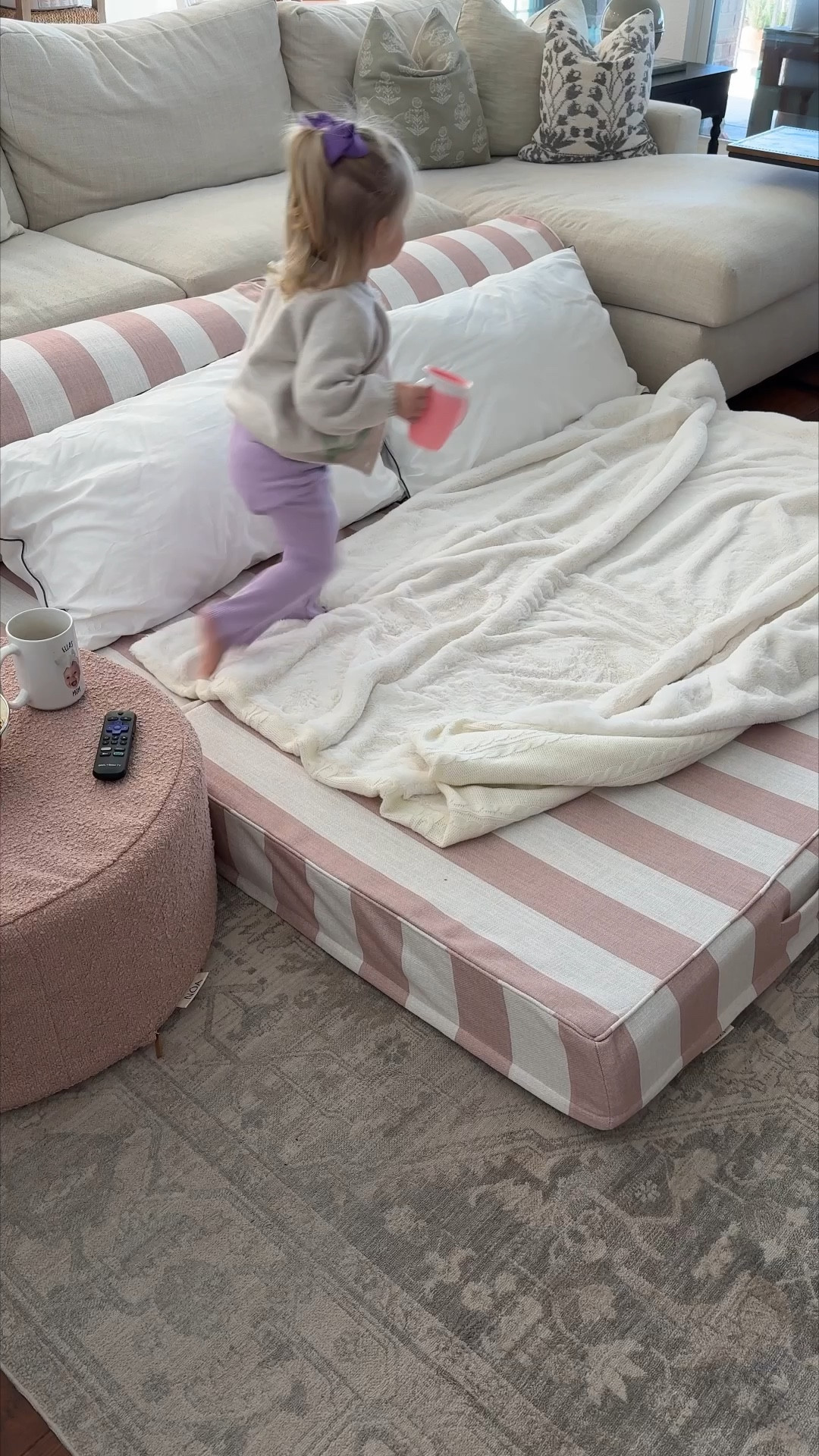 Made a little fort for the girls to hang out on so we could chill for a minute during this snow storm haha! I love this soft furniture as we use it as a couch in our playroom!

#LTKdayinmylife #LTKmomlife #LTKKids