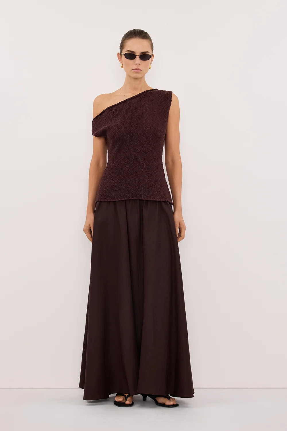 DINA CHOC COTTON ASYM KNIT TOP | DISSH