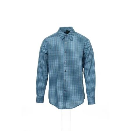 Men s Blue Plaid Button Down Shirt | Walmart (US)