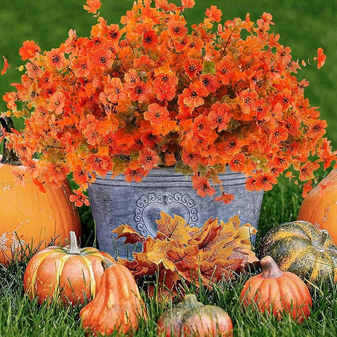 18 Pcs Artificial Mums Flowers Outdoor Plastic Fall Flowers Fake Mums Autumn Greenery Flower for ... | Amazon (US)