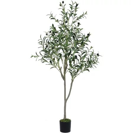 VIAGDO Artificial Olive Tree 4.6ft Tall Fake Olive Silk Plnt Large Faux Olive Branches and Fruits for Modern Home Office Living Room Floor Decor Indoor 624 Leaves | Walmart (US)