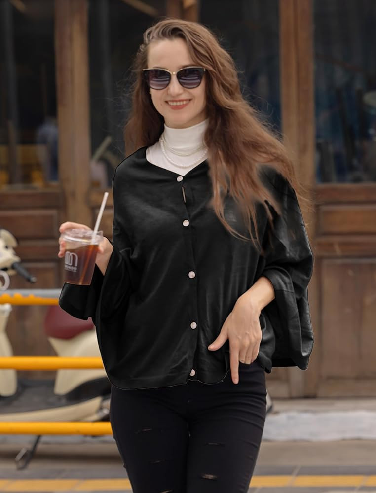 MissShorthair Versatile Women's Poncho Shawl Wrap Soft Lightweight Knitted Cape Scarf for Spring ... | Amazon (US)